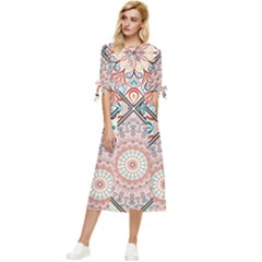 Flowers Pattern, Abstract, Art, Colorful Bow Sleeve Chiffon Midi Dress by nateshop