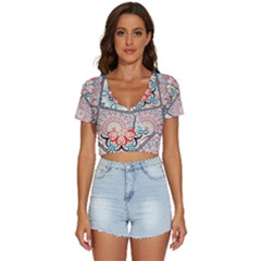 Flowers Pattern, Abstract, Art, Colorful V-neck Crop Top by nateshop