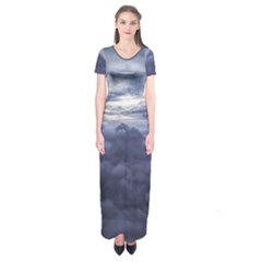 Majestic Clouds Landscape Short Sleeve Maxi Dress by dflcprintsclothing