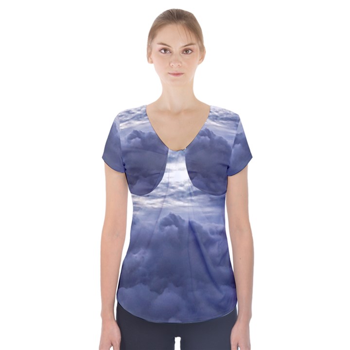 Majestic Clouds Landscape Short Sleeve Front Detail Top