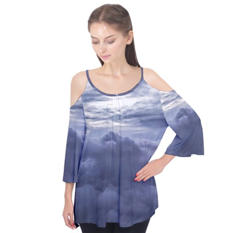 Majestic Clouds Landscape Flutter Sleeve T-shirt  by dflcprintsclothing