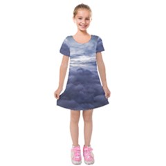 Majestic Clouds Landscape Kids  Short Sleeve Velvet Dress