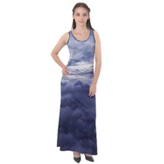 Majestic Clouds Landscape Sleeveless Velour Maxi Dress