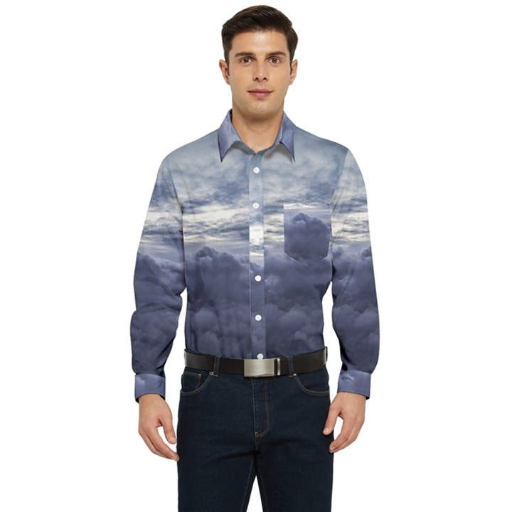 Majestic Clouds Landscape Men s Long Sleeve Pocket Shirt 