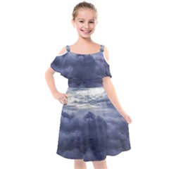 Majestic Clouds Landscape Kids  Cut Out Shoulders Chiffon Dress by dflcprintsclothing