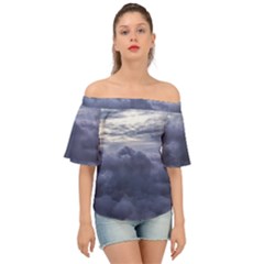 Majestic Clouds Landscape Off Shoulder Short Sleeve Top by dflcprintsclothing