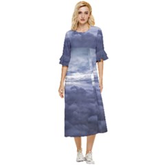 Majestic Clouds Landscape Double Cuff Midi Dress