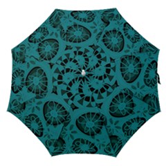 Mazipoodles Love Flowers - Just Dark Teal Straight Umbrellas by Mazipoodles