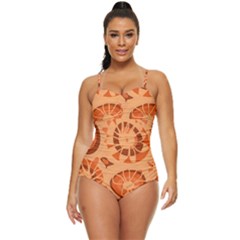 Mazipoodles Love Flowers- Just Orange Retro Full Coverage Swimsuit by Mazipoodles