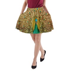 Peacock Feather Bird Peafowl A-line Pocket Skirt by Cemarart