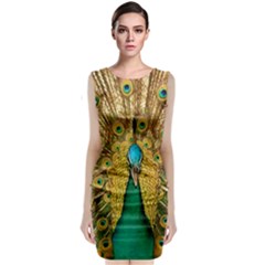 Peacock Feather Bird Peafowl Classic Sleeveless Midi Dress by Cemarart