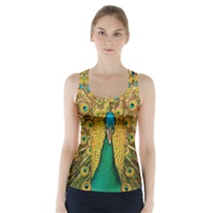 Peacock Feather Bird Peafowl Racer Back Sports Top by Cemarart