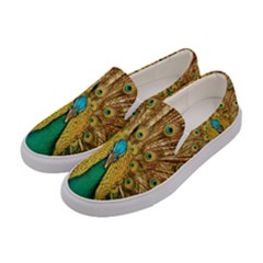 Peacock Feather Bird Peafowl Women s Canvas Slip Ons by Cemarart