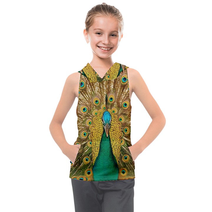 Peacock Feather Bird Peafowl Kids  Sleeveless Hoodie