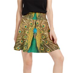 Peacock Feather Bird Peafowl Waistband Skirt by Cemarart