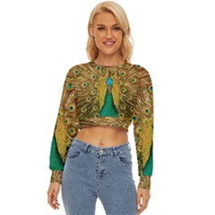 Peacock Feather Bird Peafowl Lightweight Long Sleeve Sweatshirt by Cemarart