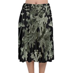 Weave Haeckel Lichenes Photobionten Velvet Flared Midi Skirt by Cemarart