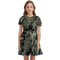 Weave Haeckel Lichenes Photobionten Kids  Bow Tie Puff Sleeve Dress by Cemarart