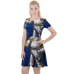 Knight Armor Cap Sleeve Velour Dress 