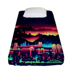 Cityscape Building Painting 3d City Illustration Fitted Sheet (single Size) by Bedest