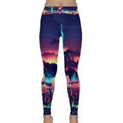 Cityscape Building Painting 3d City Illustration Classic Yoga Leggings by Bedest