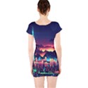 Cityscape Building Painting 3d City Illustration Short Sleeve Bodycon Dress View2