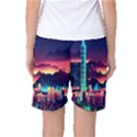 Cityscape Building Painting 3d City Illustration Women s Basketball Shorts View2