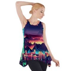 Cityscape Building Painting 3d City Illustration Side Drop Tank Tunic by Bedest