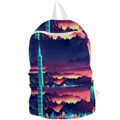 Cityscape Building Painting 3d City Illustration Foldable Lightweight Backpack by Bedest