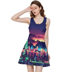 Cityscape Building Painting 3d City Illustration Inside Out Racerback Dress by Bedest