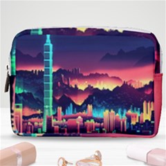 Cityscape Building Painting 3d City Illustration Make Up Pouch (medium) by Bedest