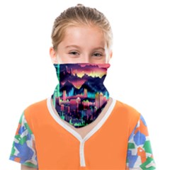 Cityscape Building Painting 3d City Illustration Face Covering Bandana (kids) by Bedest