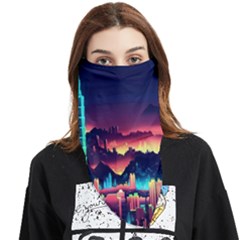 Cityscape Building Painting 3d City Illustration Face Covering Bandana (triangle) by Bedest