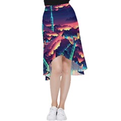 Cityscape Building Painting 3d City Illustration Frill Hi Low Chiffon Skirt by Bedest