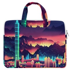 Cityscape Building Painting 3d City Illustration Macbook Pro 13  Double Pocket Laptop Bag by Bedest