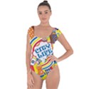 Colorful City Life Horizontal Seamless Pattern Urban City Short Sleeve Leotard  View1