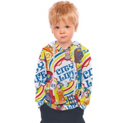 Colorful City Life Horizontal Seamless Pattern Urban City Kids  Overhead Hoodie