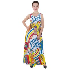 Colorful City Life Horizontal Seamless Pattern Urban City Empire Waist Velour Maxi Dress by Bedest