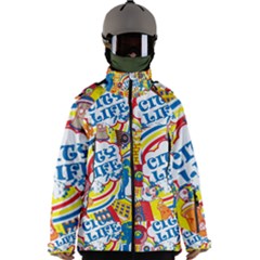 Colorful City Life Horizontal Seamless Pattern Urban City Men s Zip Ski And Snowboard Waterproof Breathable Jacket by Bedest