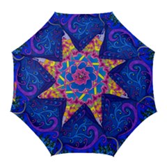 Blue And Purple Mountain Painting Psychedelic Colorful Lines Golf Umbrellas by Bedest