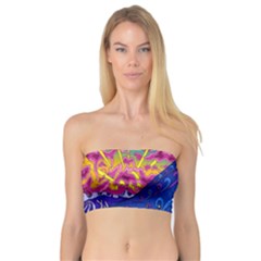 Blue And Purple Mountain Painting Psychedelic Colorful Lines Bandeau Top by Bedest