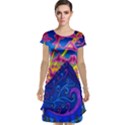 Blue And Purple Mountain Painting Psychedelic Colorful Lines Cap Sleeve Nightdress View1