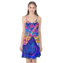 Blue And Purple Mountain Painting Psychedelic Colorful Lines Camis Nightgown  by Bedest