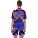 Blue And Purple Mountain Painting Psychedelic Colorful Lines Satin Short Sleeve Pajamas Set View2