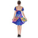 Blue And Purple Mountain Painting Psychedelic Colorful Lines Short Sleeve Bardot Dress View2