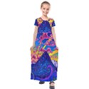 Blue And Purple Mountain Painting Psychedelic Colorful Lines Kids  Short Sleeve Maxi Dress View1