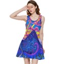 Blue And Purple Mountain Painting Psychedelic Colorful Lines Inside Out Racerback Dress View1