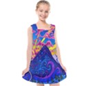 Blue And Purple Mountain Painting Psychedelic Colorful Lines Kids  Cross Back Dress View1