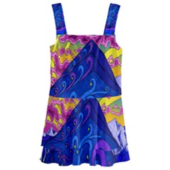 Blue And Purple Mountain Painting Psychedelic Colorful Lines Kids  Layered Skirt Swimsuit by Bedest