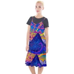 Blue And Purple Mountain Painting Psychedelic Colorful Lines Camis Fishtail Dress by Bedest